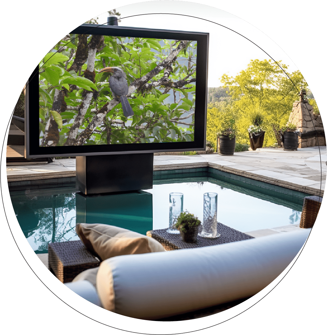 Poolside TV & Campfire on request for Manasa rooms